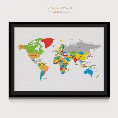 تابلو نقشه جهان - اسپو دکور