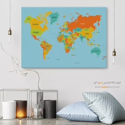 تابلو نقشه جهان - اسپو دکور