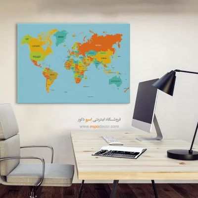 تابلو نقشه جهان - اسپو دکور