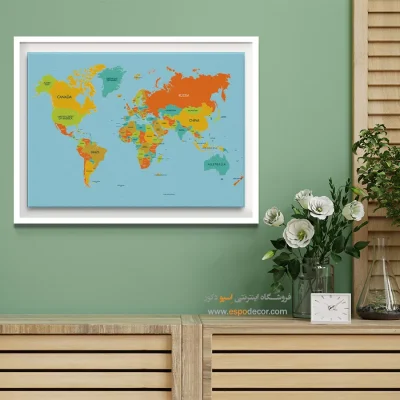 تابلو نقشه جهان - اسپو دکور