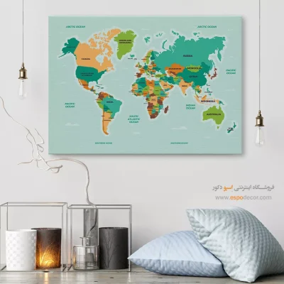 تابلو نقشه جهان - اسپو دکور