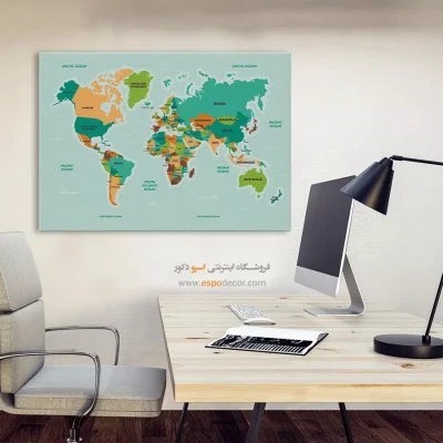 تابلو نقشه جهان - اسپو دکور