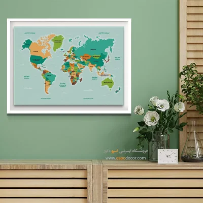تابلو نقشه جهان - اسپو دکور