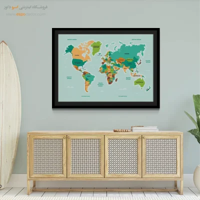 تابلو نقشه جهان - اسپو دکور
