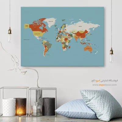تابلو نقشه جهان - اسپو دکور