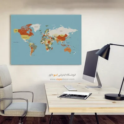 تابلو نقشه جهان - اسپو دکور
