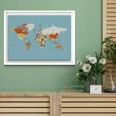 تابلو نقشه جهان - اسپو دکور
