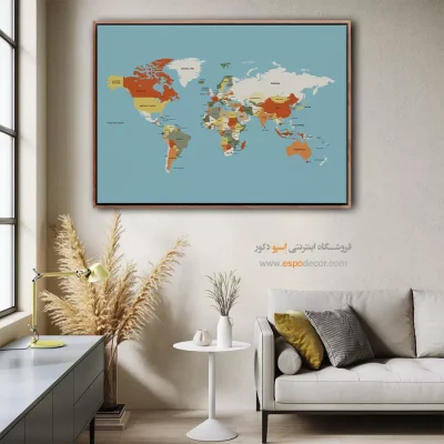 تابلو نقشه جهان - اسپو دکور